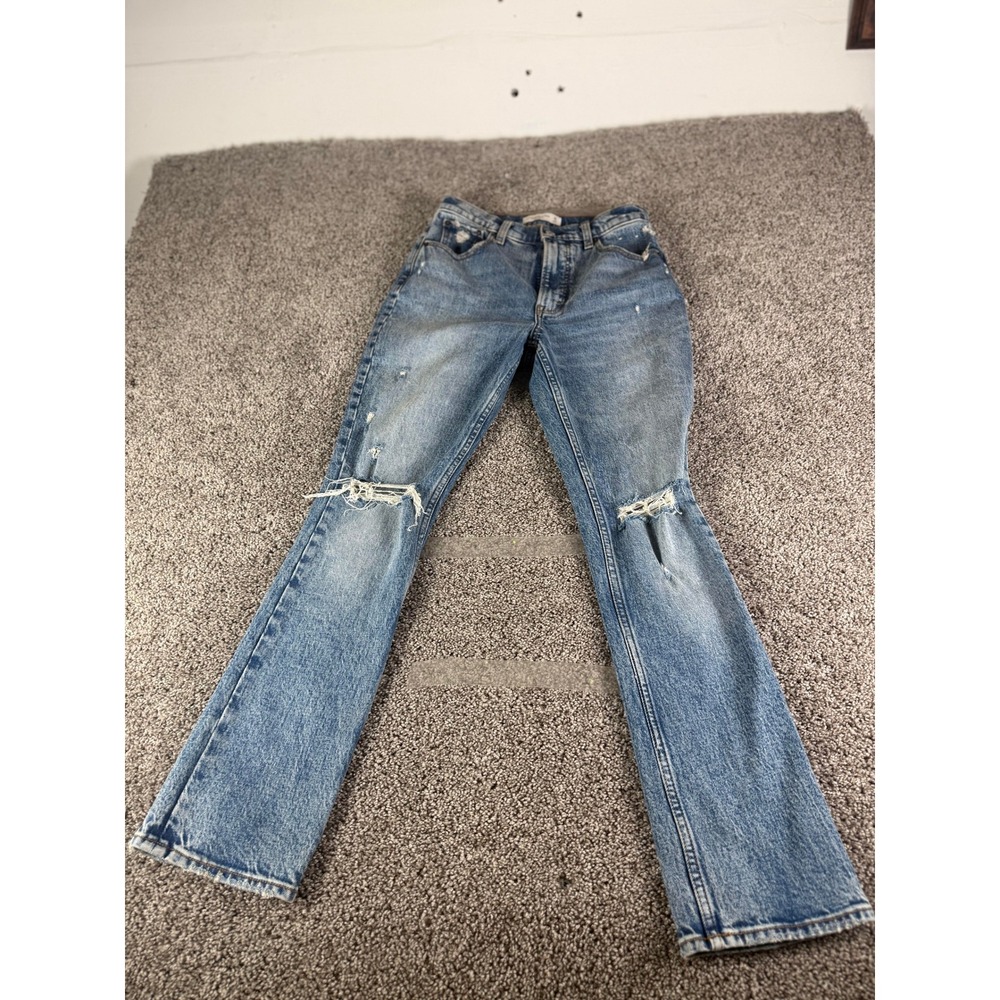 Abercrombie & Fitch High Rise Women's Blue Denim Jeans Distressed Y2K Size 27/4